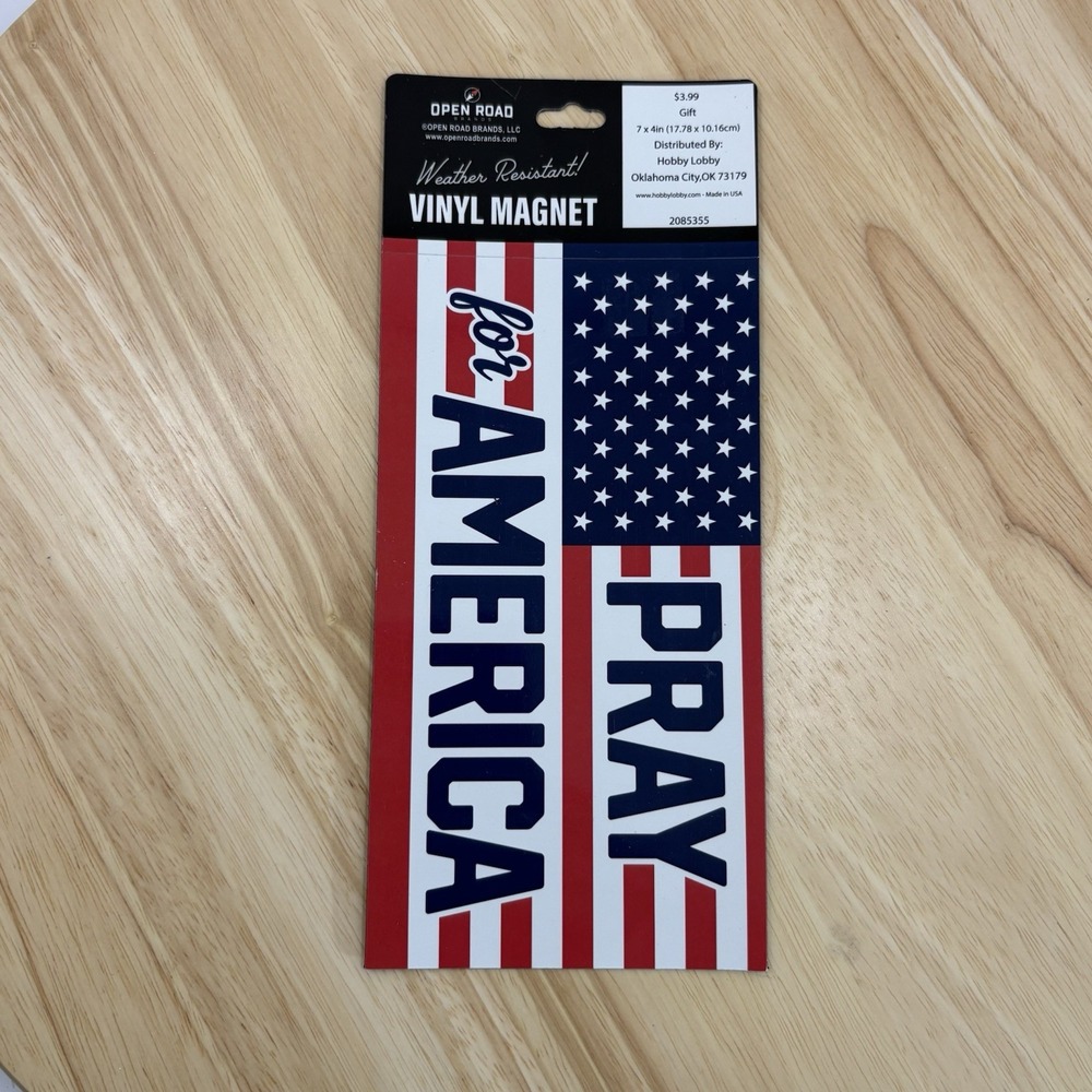 Open Road Brands Pray for America US Flag Vinyl Magnet Weather Resistant 7x4